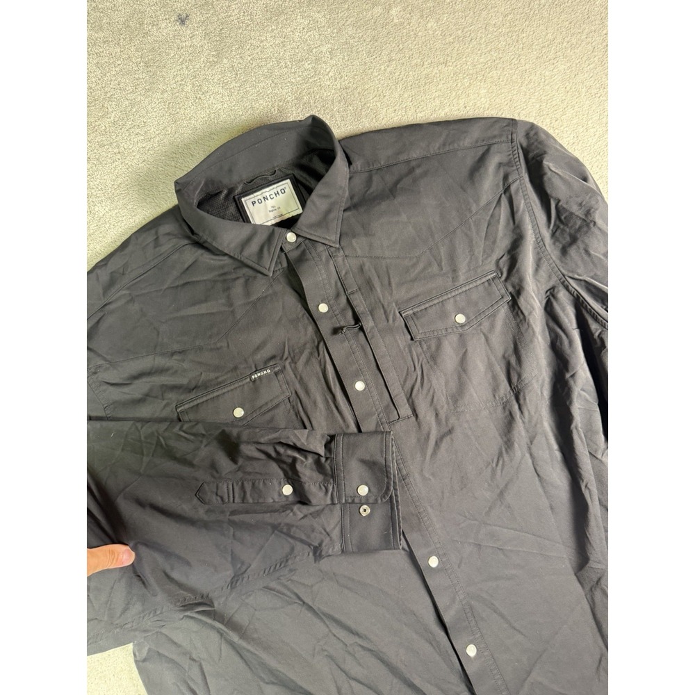 Poncho Shirt Mens 3XL Regular Fit Long Sleeve Black Nylon Blend Vented Outdoors
